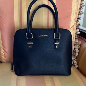 NWOT Calvin Klein Black Satchel with Gold Accents